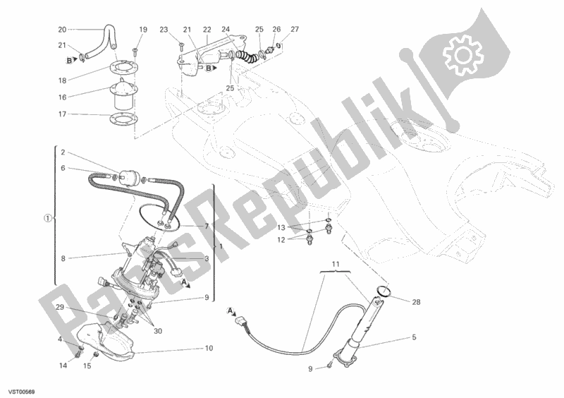 Toutes les pièces pour le Pompe à Essence du Ducati Multistrada 1100 S USA 2009